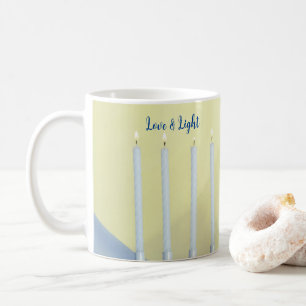 Liebe und leichte weiße Kerzen Weiße Menorah Kaffeetasse