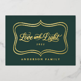 Liebe und leichter klassischer Goldrahmen Folien Feiertagskarte