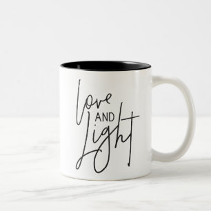 LIEBE UND LICHT beschriftete moderne Chichand Zweifarbige Tasse