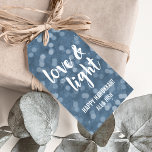 Liebe und Licht | Blue Bokeh Hanukkah Geschenkanhänger<br><div class="desc">Dress up your Hanukkah Geschenke mit diesen festlichen Tags. Das Design bietet einen winzig blauen Hintergrund mit "Liebe & Light" im handgeschriebenen Pinselstrich. Mit einem Namen und/oder Gruß versehen,  um die Arbeit aus der Geschenkverpackung zu nehmen!</div>
