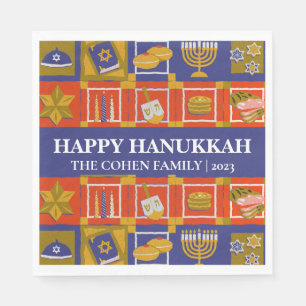 Liebe und Licht   Einfache Elegant Hanukkah Famili Serviette