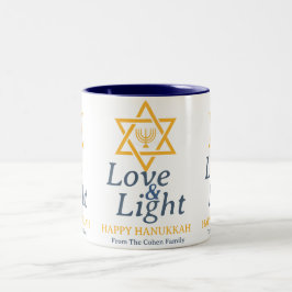 Liebe und Licht | Einfache Hanukkah-Familie Zweifarbige Tasse