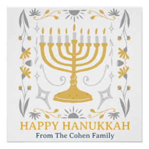 Liebe und Licht   Einfache Happy Hanukkah Familie Poster