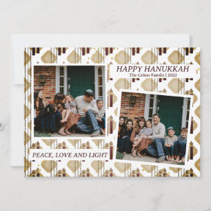 Liebe und Licht   Elegante Hanukkah Familie 2 Foto Feiertagskarte
