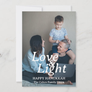 Liebe und Licht Hanukkah-Familie Ein Foto Feiertagskarte