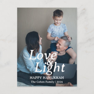 Liebe und Licht Hanukkah-Familie Ein Foto Feiertagspostkarte