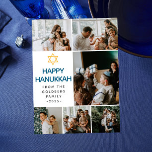 Liebe und Licht Hanukkah Familienfoto Collage Feiertagspostkarte