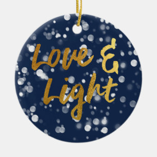 Liebe und Licht   Imitate Foil Lovely Bokeh Hanukk Keramik Ornament