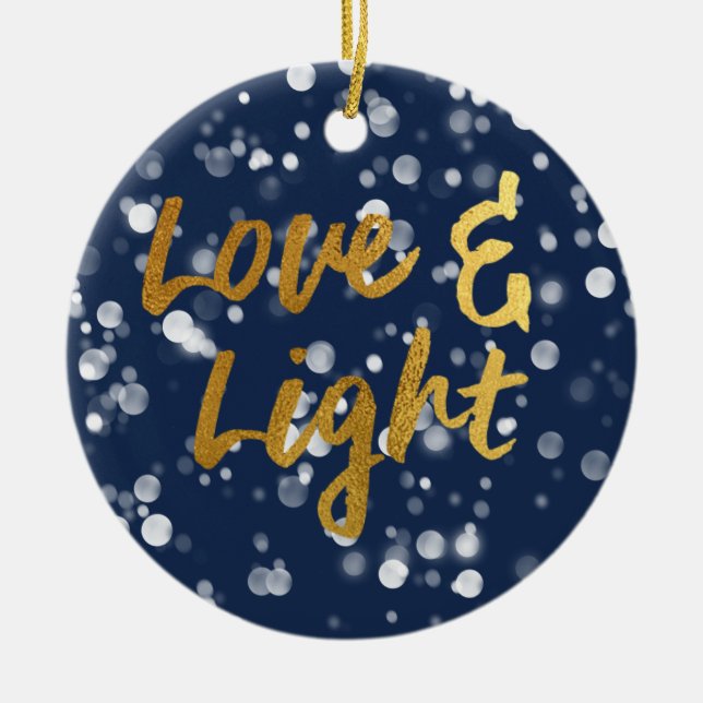 Liebe und Licht | Imitate Foil Lovely Bokeh Hanukk Keramik Ornament (Vorne)