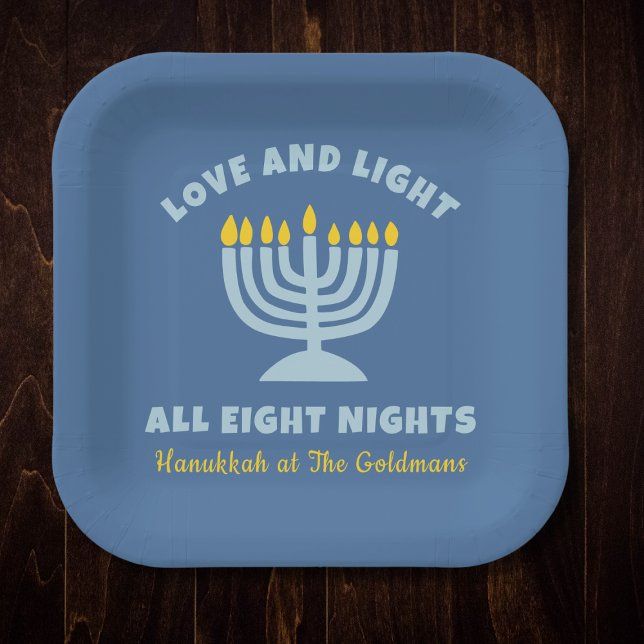 "Liebe und Licht" Jüdische acht Nächte in Hanukkah Pappteller (Von Creator hochgeladen)