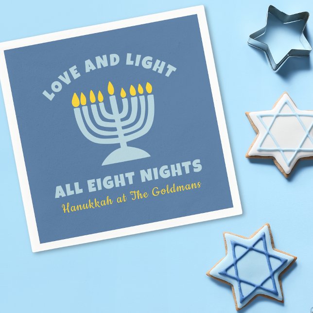 "Liebe und Licht" Jüdische acht Nächte in Hanukkah Serviette (Von Creator hochgeladen)