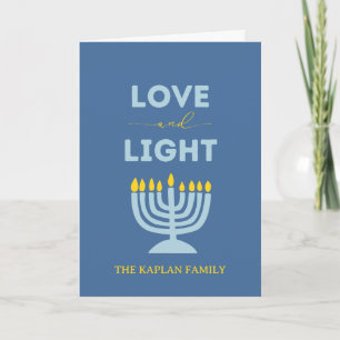 "Liebe und Licht" Menorah Personalisiert Hanukkah Karte