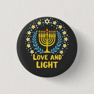 Liebe und Light Menorah Jüdisch Hanukkah Holiday Button