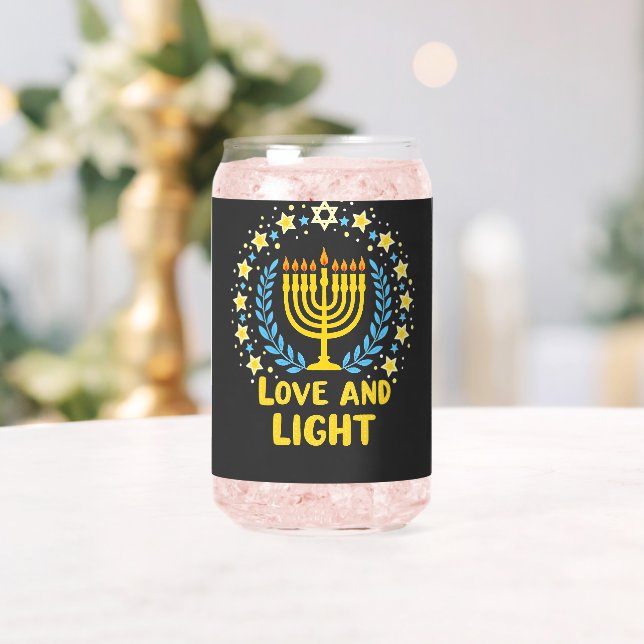 Liebe und Light Menorah Jüdisch Hanukkah Holiday Dosenglas (Insitu (Hochzeit))
