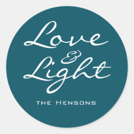 Liebe und Light Script Blue Green Name Weihnachten Runder Aufkleber