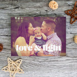 Liebe und Light Single Foto Hanukkah Card<br><div class="desc">Diese moderne Hanukkah-Karte besticht durch die Worte Liebe & Licht über einem vollen Foto. Der Rücken hat ein gestreiftes Muster.</div>