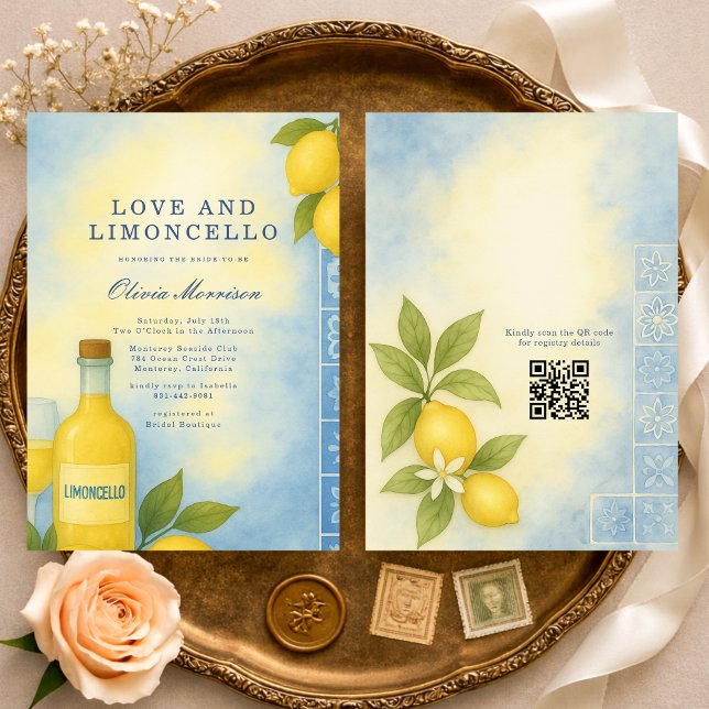 Liebe und Limoncello Italienischer QR-Code-Jungges Einladung (Von Creator hochgeladen)