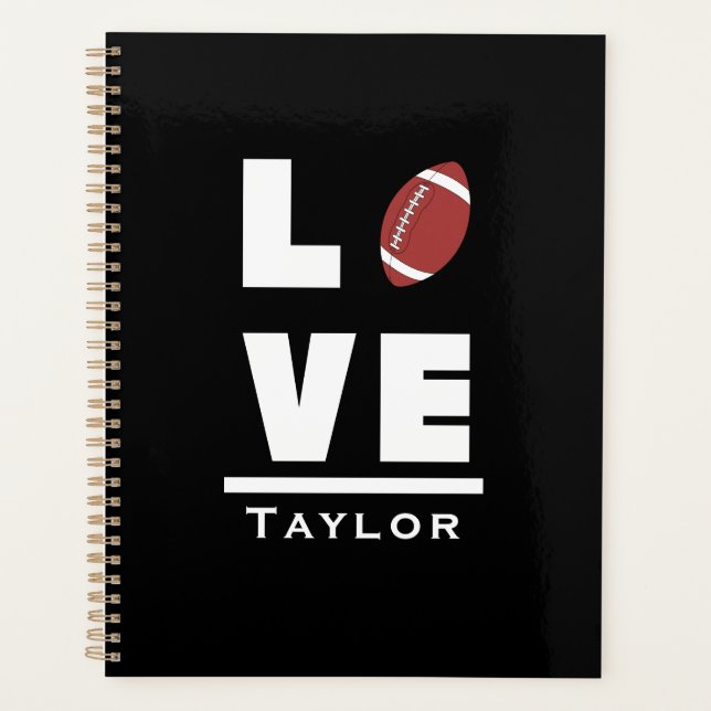 Liebe und Live American Football Sports Fan Planer (Vorderseite)