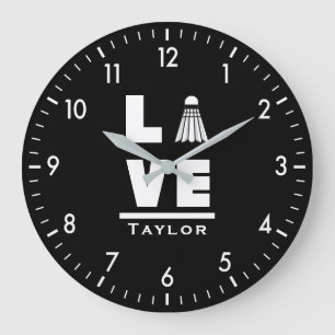 Liebe und Live Badminton Sports Fan Individuelle N Große Wanduhr