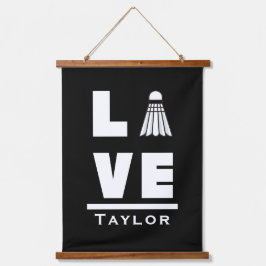 Liebe und Live Badminton Sports Fan Individuelle N Wandteppich Mit Holzrahmen