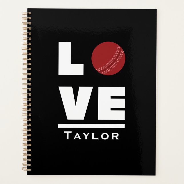 Liebe und Live Cricket Sports Fan Individuelle Nam Planer (Vorderseite)