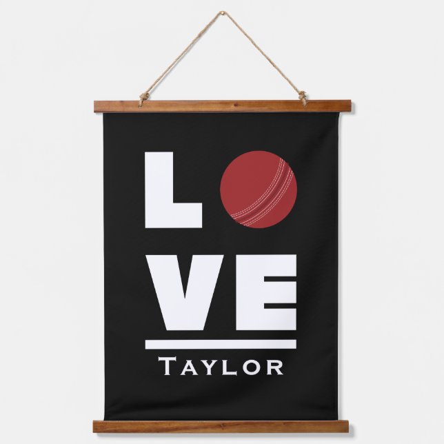 Liebe und Live Cricket Sports Fan Individuelle Nam Wandteppich Mit Holzrahmen (Vorderseite)