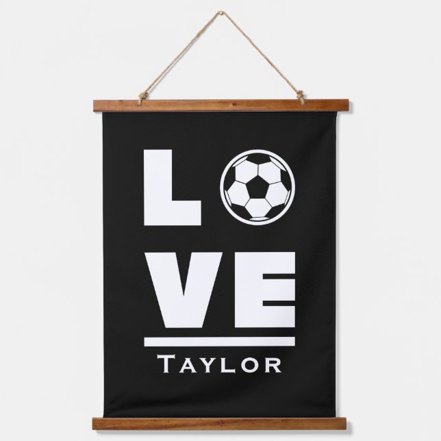 Liebe und Live-Fußball-Sportfan Wandteppich Mit Holzrahmen (Vorderseite)
