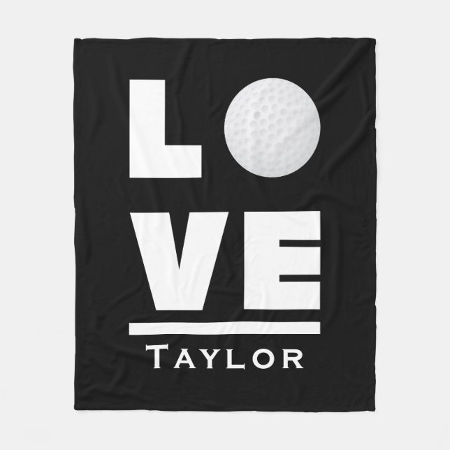 Liebe und Live-Golf-Fan Individuelle Name Fleecedecke (Vorderseite)