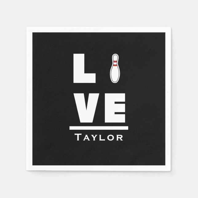 Liebe und Live Tenpin Bowling Bowler Sports Fan Serviette (Vorderseite)