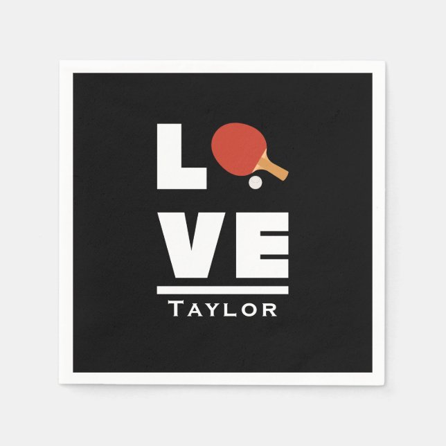Liebe und Live-Tischtennis Sportfan Individuelle N Serviette (Vorderseite)