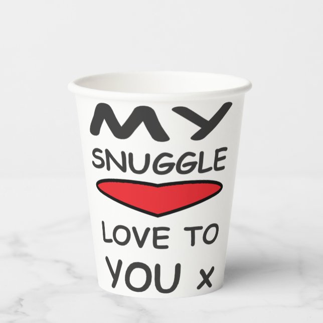 LIEBE- UND LOGO-BOTSCHAFT MIT ABSTACT-BLUME PAPPBECHER (Vorderseite)