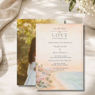 Liebe und Miami Beach Foto Strandhochzeit Einladung