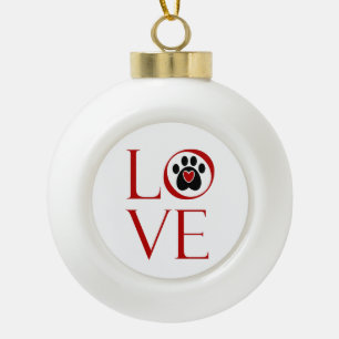 Liebe und Paw Keramik Kugel-Ornament