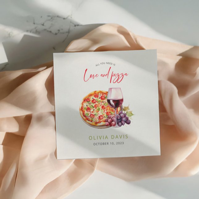 Liebe und Pizza Brautparty Serviette (Von Creator hochgeladen)