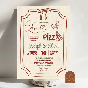 Liebe und Pizza Coquette Italienische Hochzeitspar Einladung