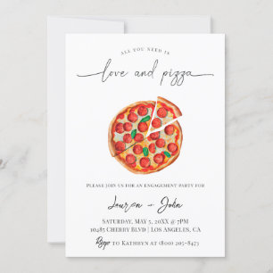 Liebe und Pizza-Engagement Einladung