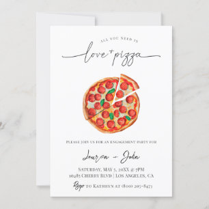 Liebe und Pizza-Engagement Einladung