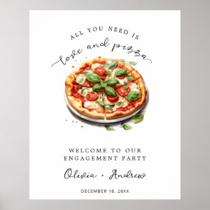 Liebe und Pizza Engagement Party Begrüßung Hochzei Poster