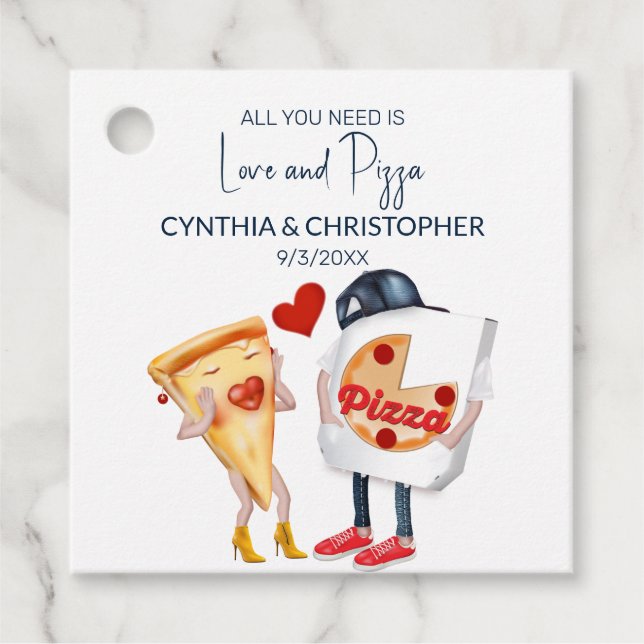 Liebe und Pizza Geschenkanhänger (Vorderseite)