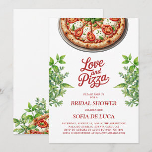 Liebe und Pizza Italienisches Brautparty Einladung