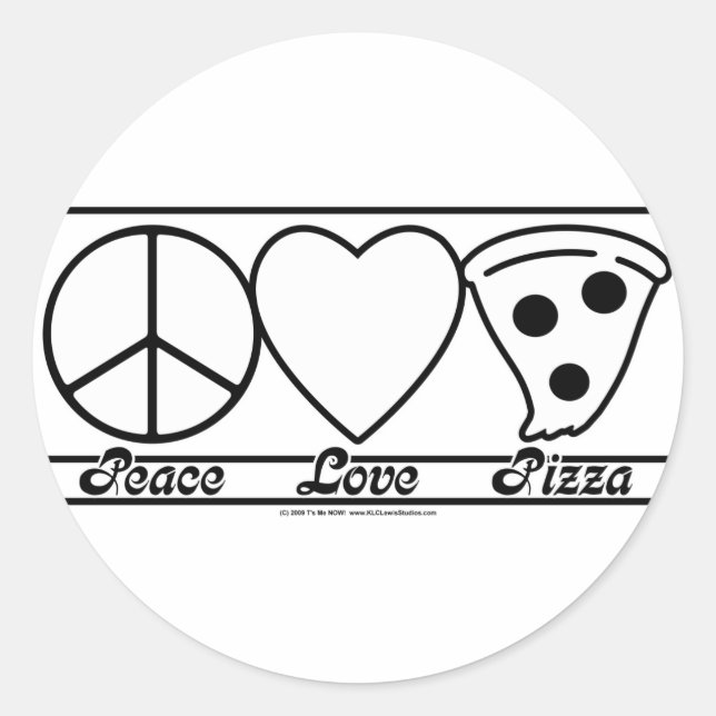 Liebe und Pizza Runder Aufkleber (Vorderseite)