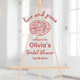 Liebe und Pizza Whimsical Brautparty Acrylschild