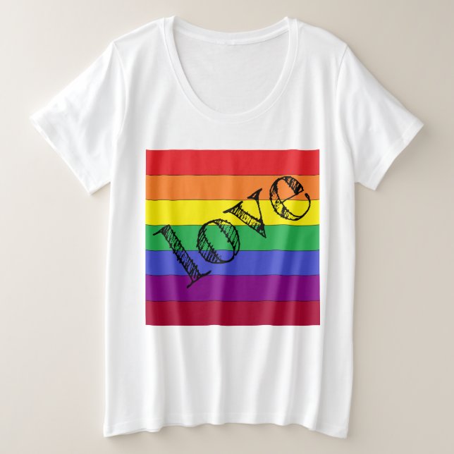 Liebe und Regenbogen Große Größe T-Shirt (Design vorne)