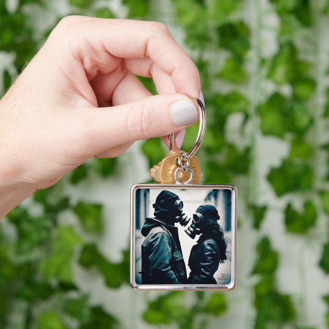 LIEBE UND RESISTENZ - Analoges Premiummetall Schlüsselanhänger (Hand)