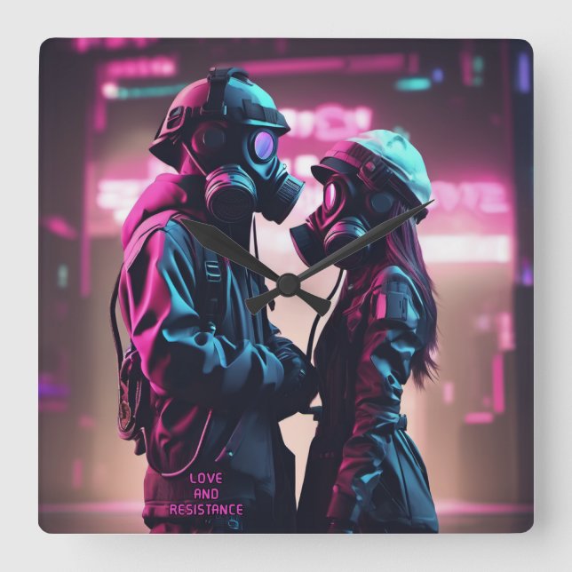 LIEBE UND RESISTENZ - Künftiger Geltungsbereich 2 Quadratische Wanduhr (Vorderseite)