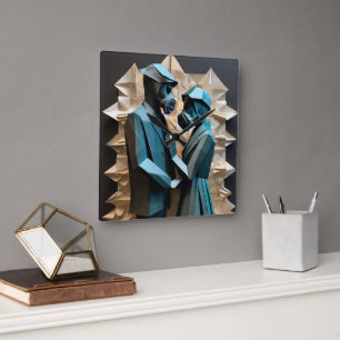 LIEBE UND RESISTENZ - Origami 3 Quadratische Wanduhr