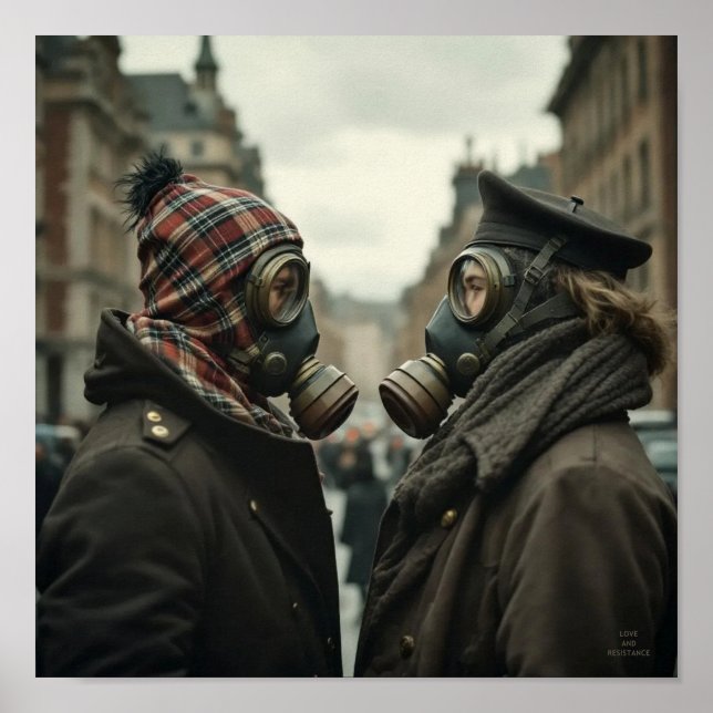 LIEBE UND RESISTENZ Retro Tartan Romantik Poster (Vorne)