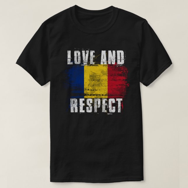Liebe und Respekt-Rumänien-Flaggen-   rumänischer T-Shirt (Design vorne)