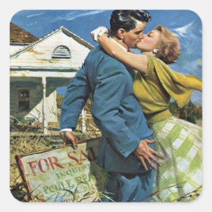 Liebe und Romantik auf alt Frischvermählte kaufen  Quadratischer Aufkleber
