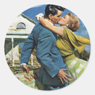 Liebe und Romantik der Vintage-Neuvermählten beim  Runder Aufkleber